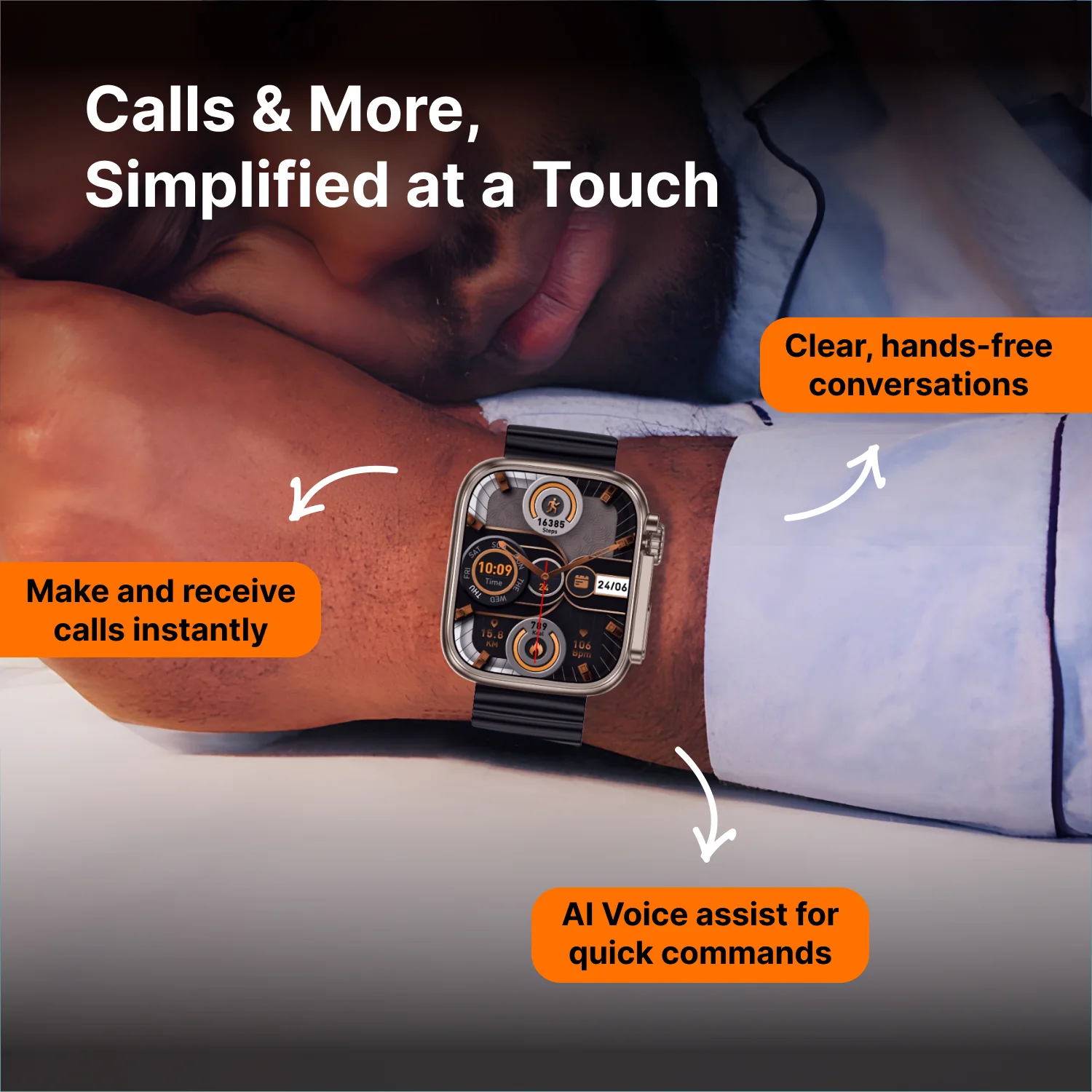 Timex iConnect Edge 1.83(4.64 cm) Display with Functional Crown and BT Calling Smartwatch For Unisex - TWIXW702T - Image 6