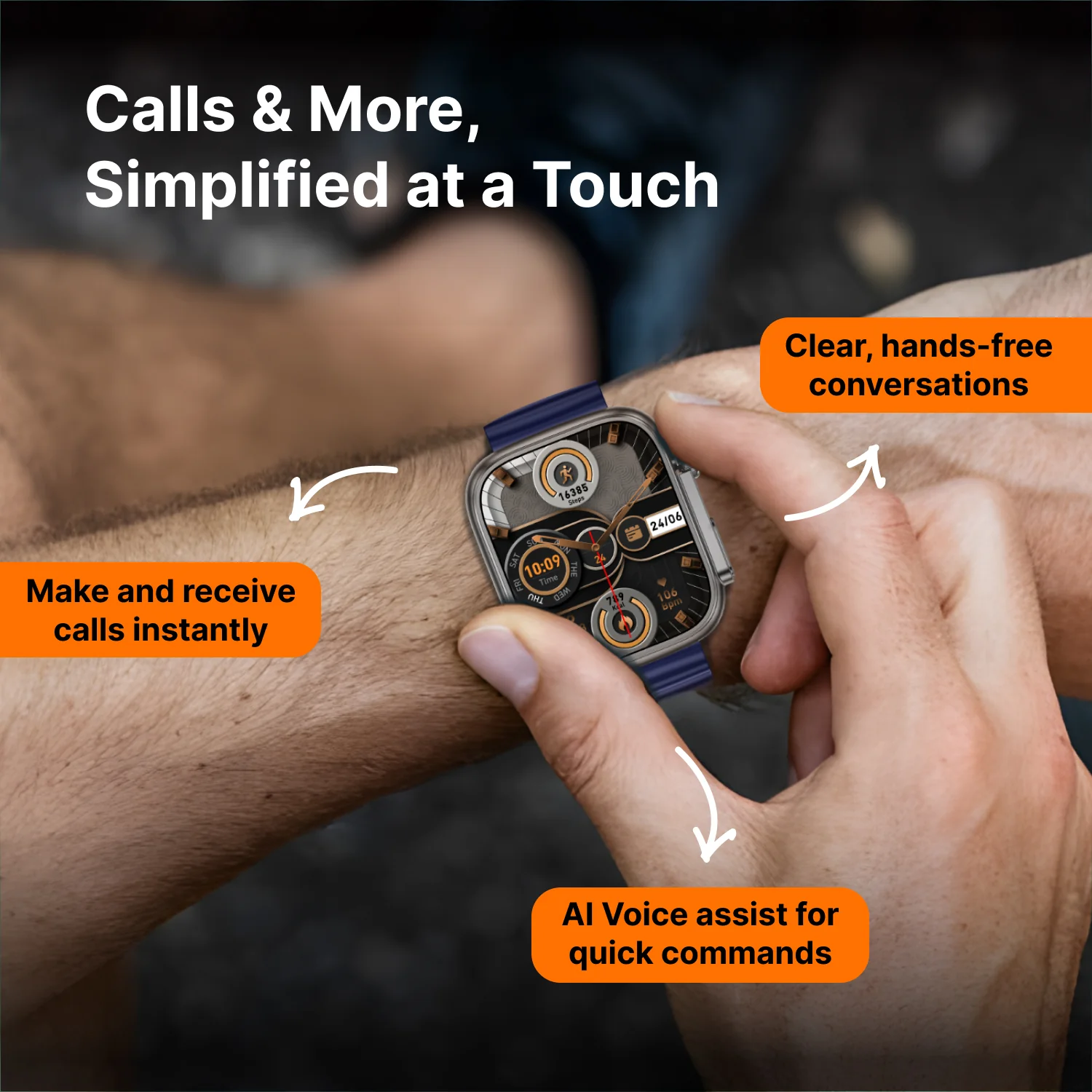 Timex iConnect Edge 1.83 inches (4.64 cm) Display with Functional Crown and BT Calling Smartwatch For Unisex - TWIXW703T - Image 6
