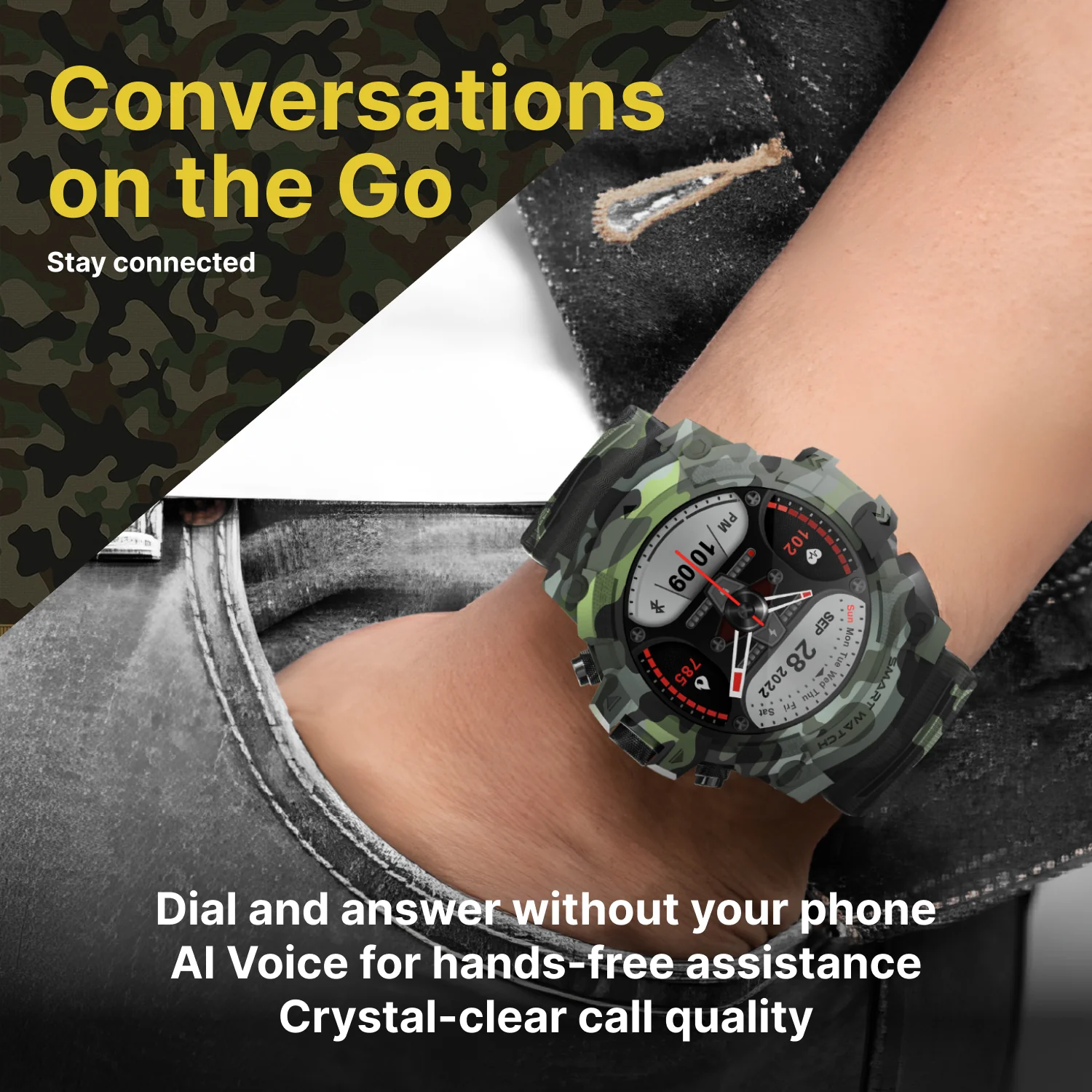 Timex iConnect Go 1.38 inches (3.50 cm) Display with Functional Crown and BT Calling Smartwatch For Unisex - TWIXW802T - Image 10