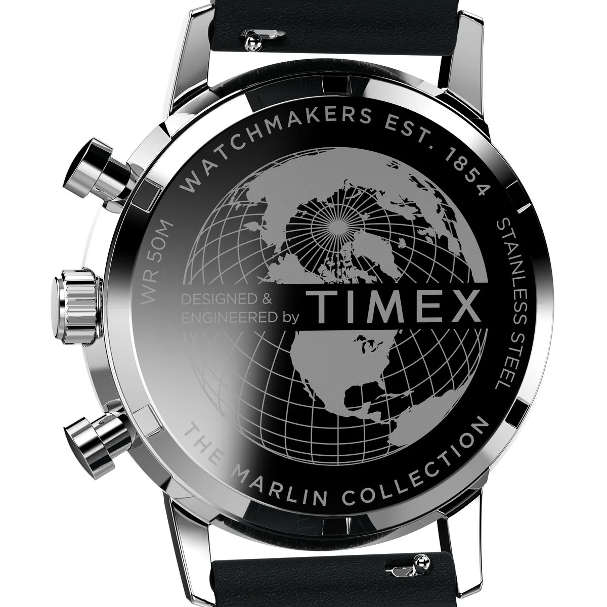 TIMEX Marlin Analog watch for man with Silver Round Dial & Black Leather Strap Band Water Resistant Men's Wrist Watches - TW2W10300UJ - Image 4