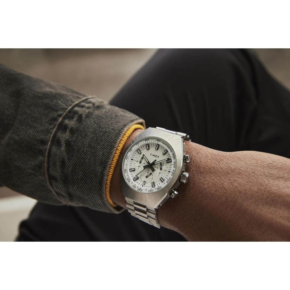 Timex Legacy Tonneau Chronograph 42mm Stainless Steel Bracelet Watch - Image 2