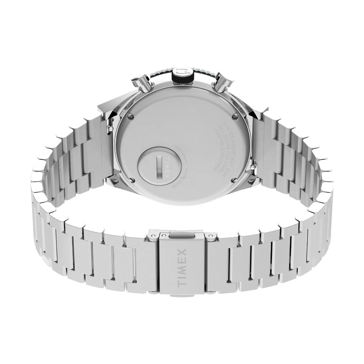 Q Timex 3-Time Zone Chronograph 40mm Stainless Steel Bracelet Watch - Image 2