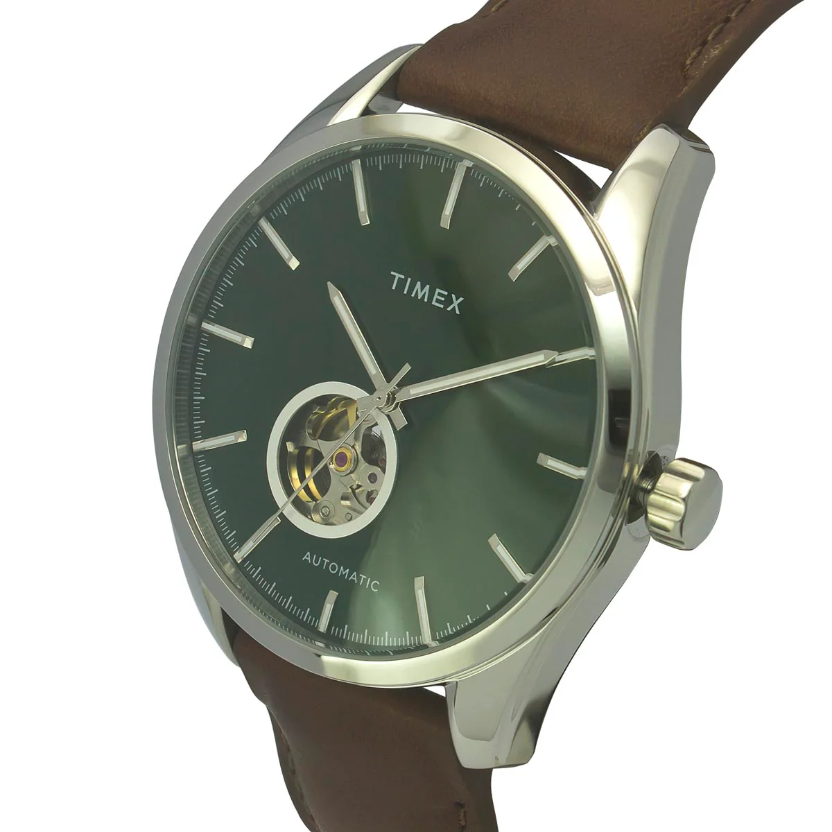 Timex E Class Men's Green Dial Round Case Automatic Function Watch -TWEG17507 - Image 3