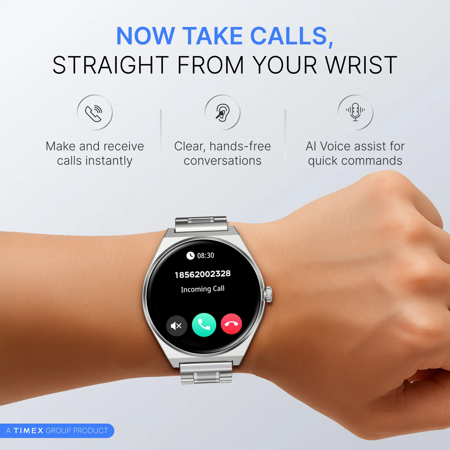 TIMEX Smart Neo 1.43 inches (3.6cm) AMOLED Display with  BT Calling Smartwatch for Unisex - TWTXW1202T - Image 2