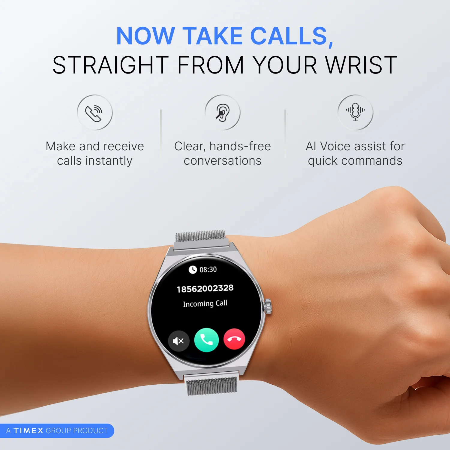 TIMEX Smart Neo 1.43 inches (3.6cm) AMOLED Display with  BT Calling Smartwatch for Unisex - TWTXW1203T - Image 2