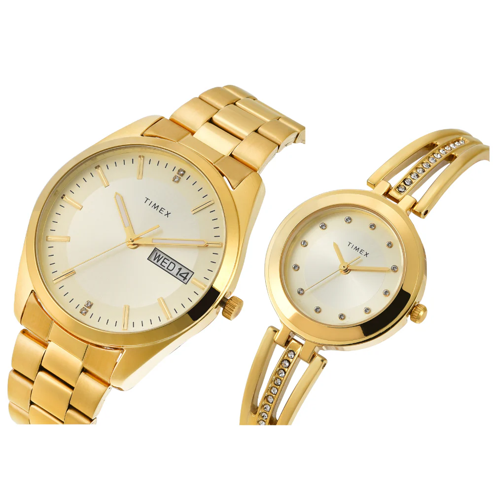 Timex Pairs Beige Round Analog Dial Watch- TW00PR307 - Image 2