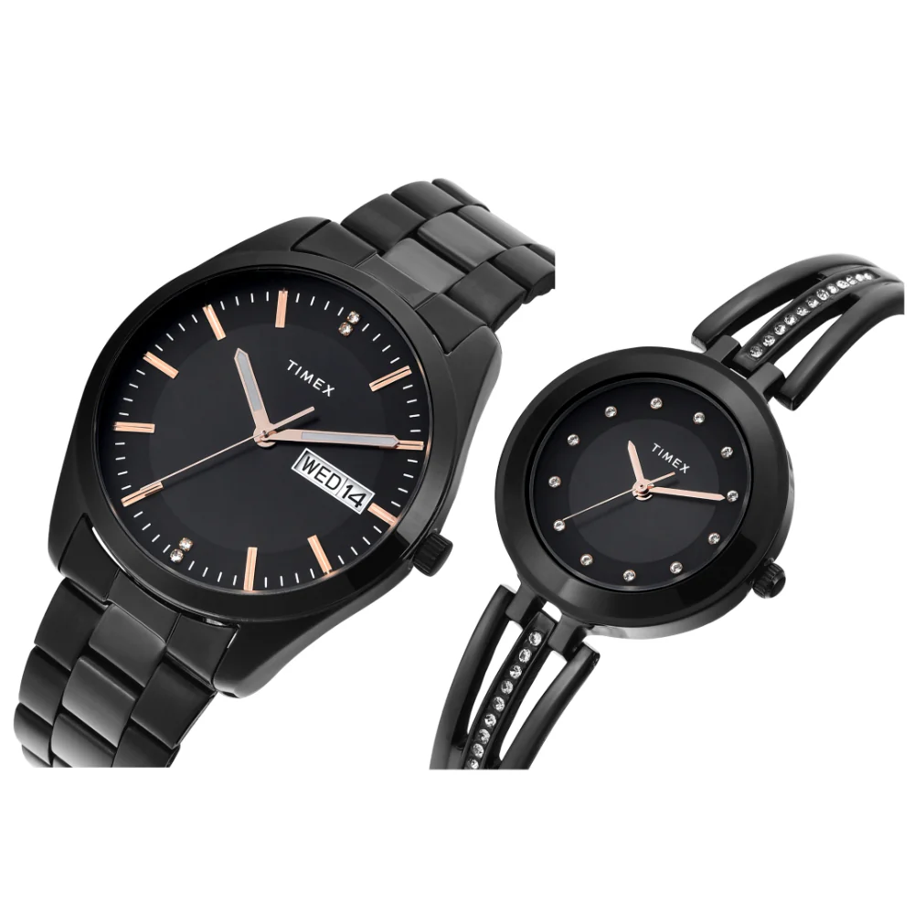 Timex Pairs Black Round Analog Dial Watch- TW00PR310 - Image 2