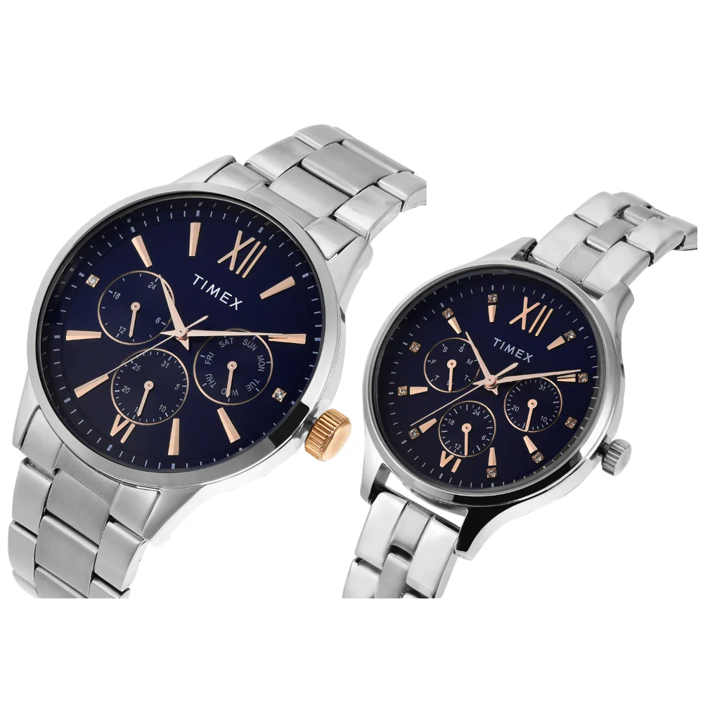 Timex Pairs Blue Round Multifunction Dial Watch- TW00PR305 - Image 2