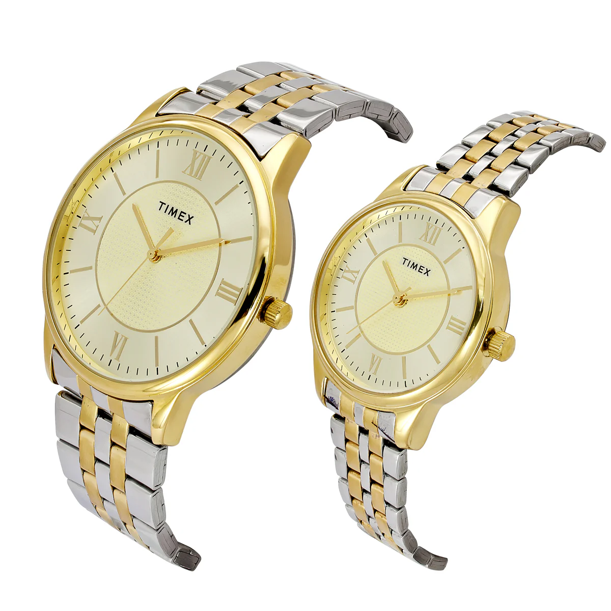 TIMEX Round Champagne Dial Analog Pair's Watch - TW00PR333 - Image 2