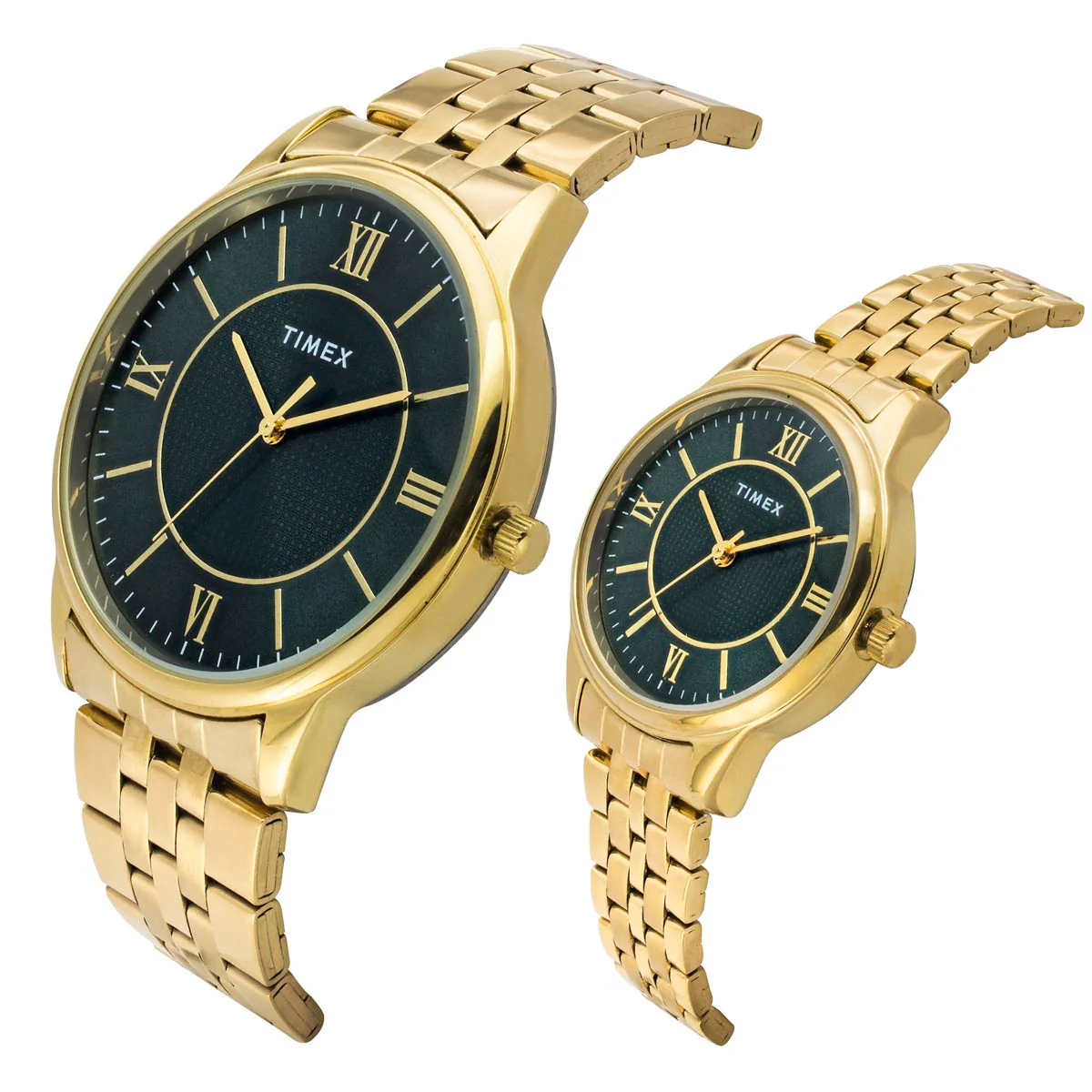 TIMEX Round Green Dial Analog Pair's Watch - TW00PR331 - Image 2