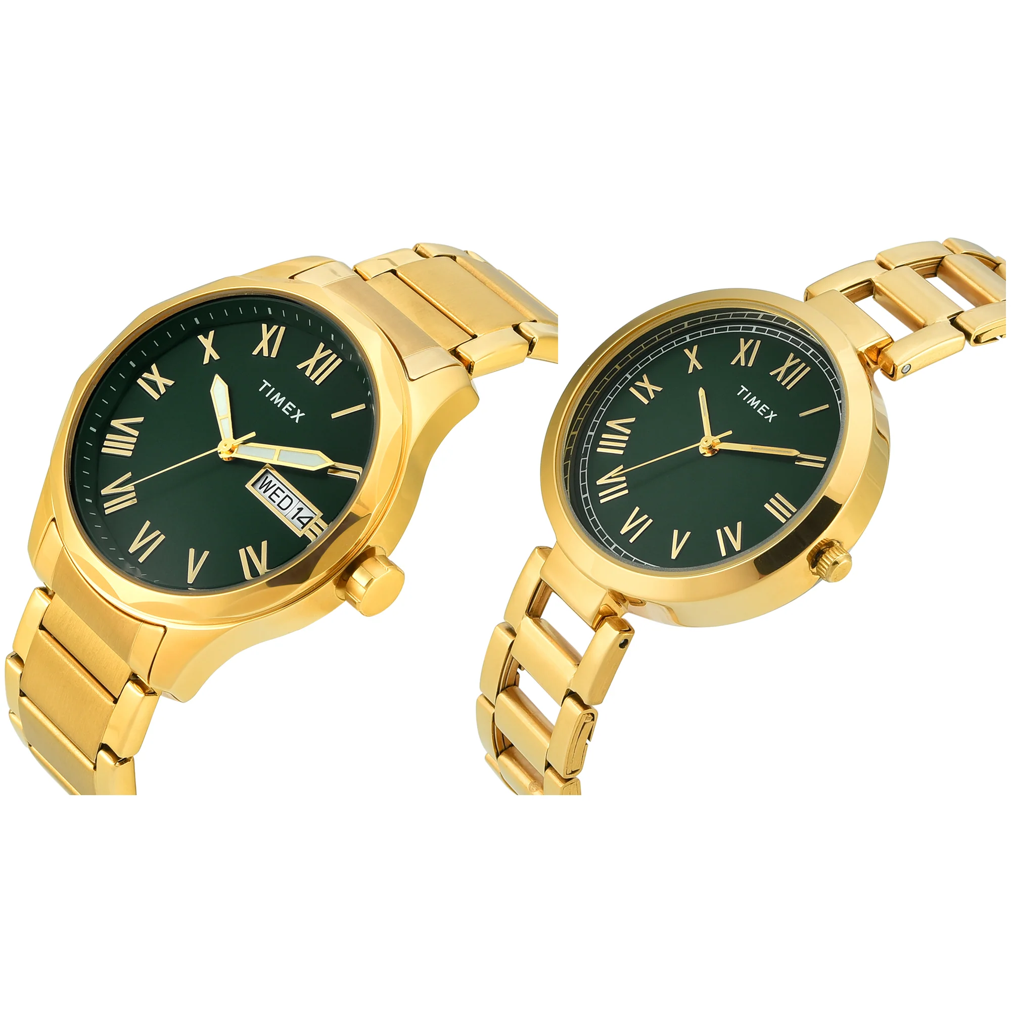 TIMEX Round Green Dial Analog Pair's Watch - TW00PR339 - Image 2