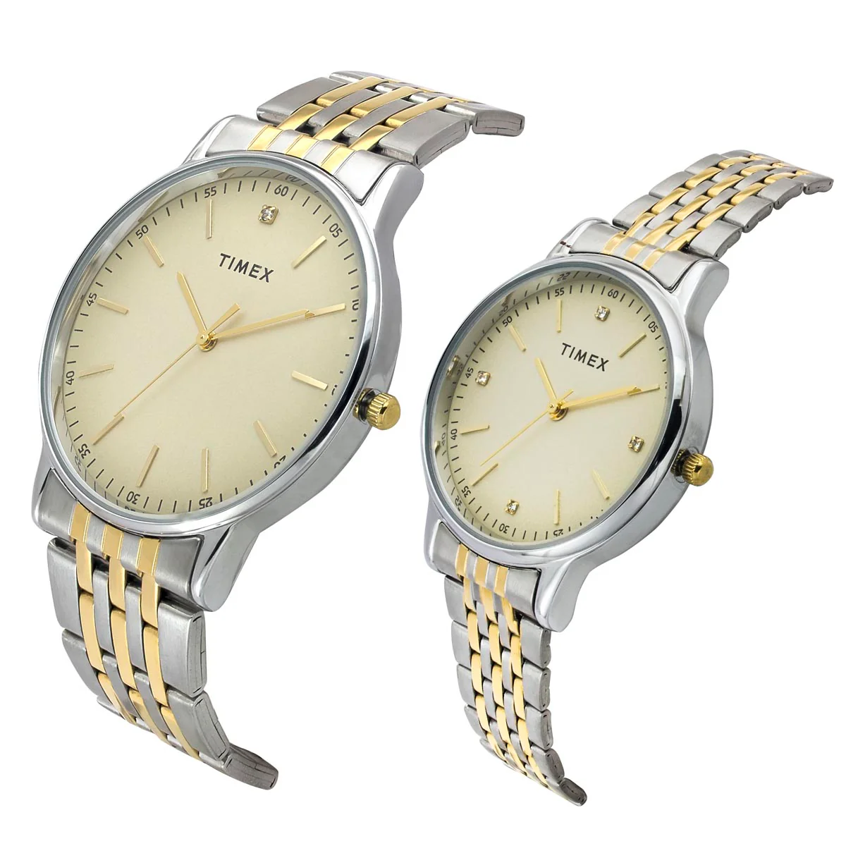 TIMEX Round Tan Dial Analog Pair's Watch - TW00PR329 - Image 2