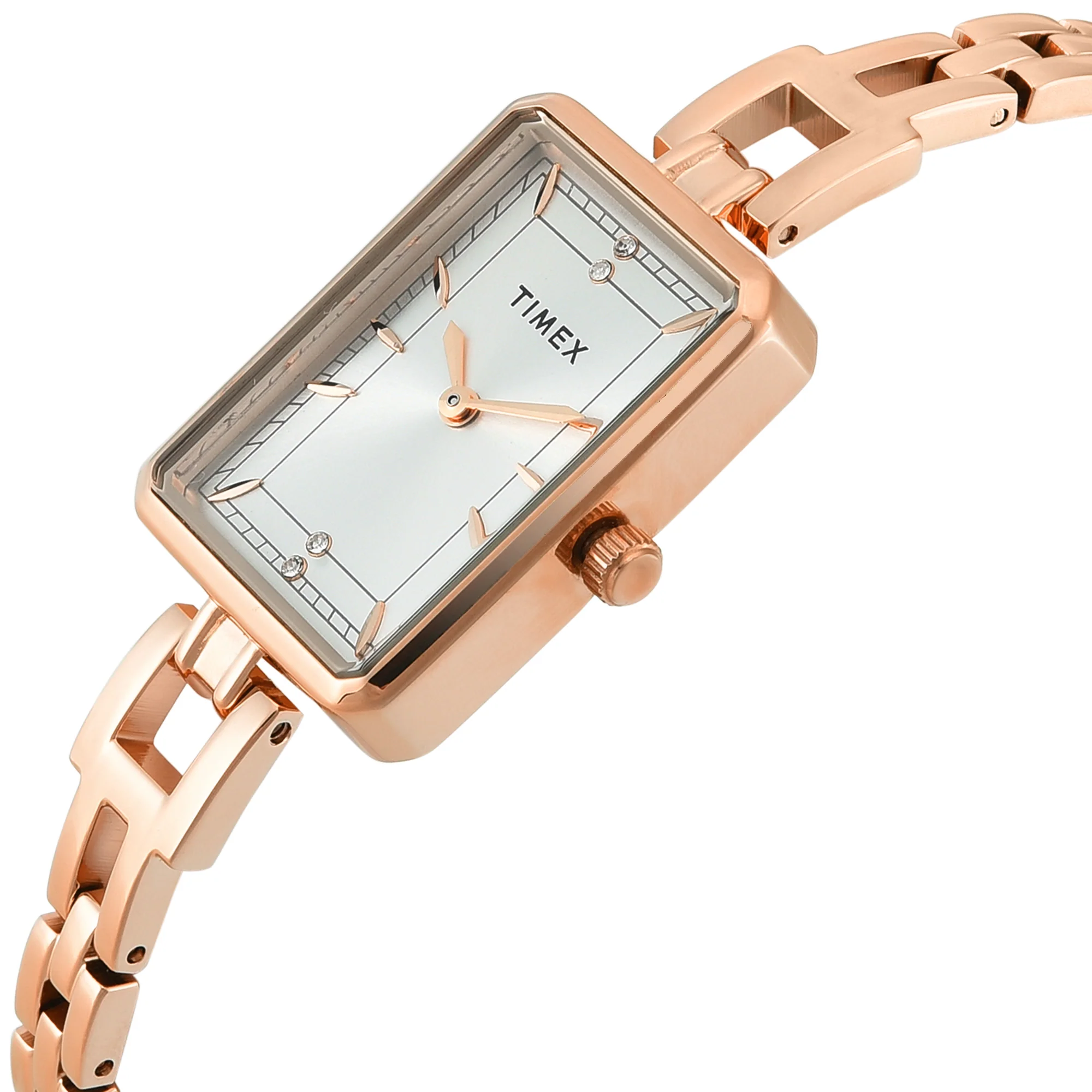 TIMEX Silver-Tone Rectangle Dial Analog Women's Watch - TWEL22802 - Image 2
