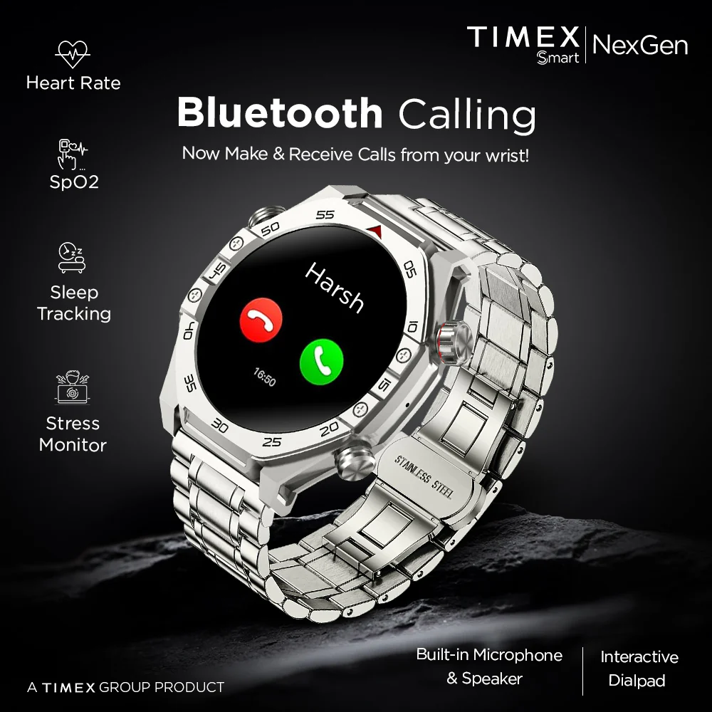 Timex Smart NexGen 1.43 inches (3.6cm) Display with Functional Crown and BT Calling Smartwatch For Unisex - TWTXW701T - Image 2