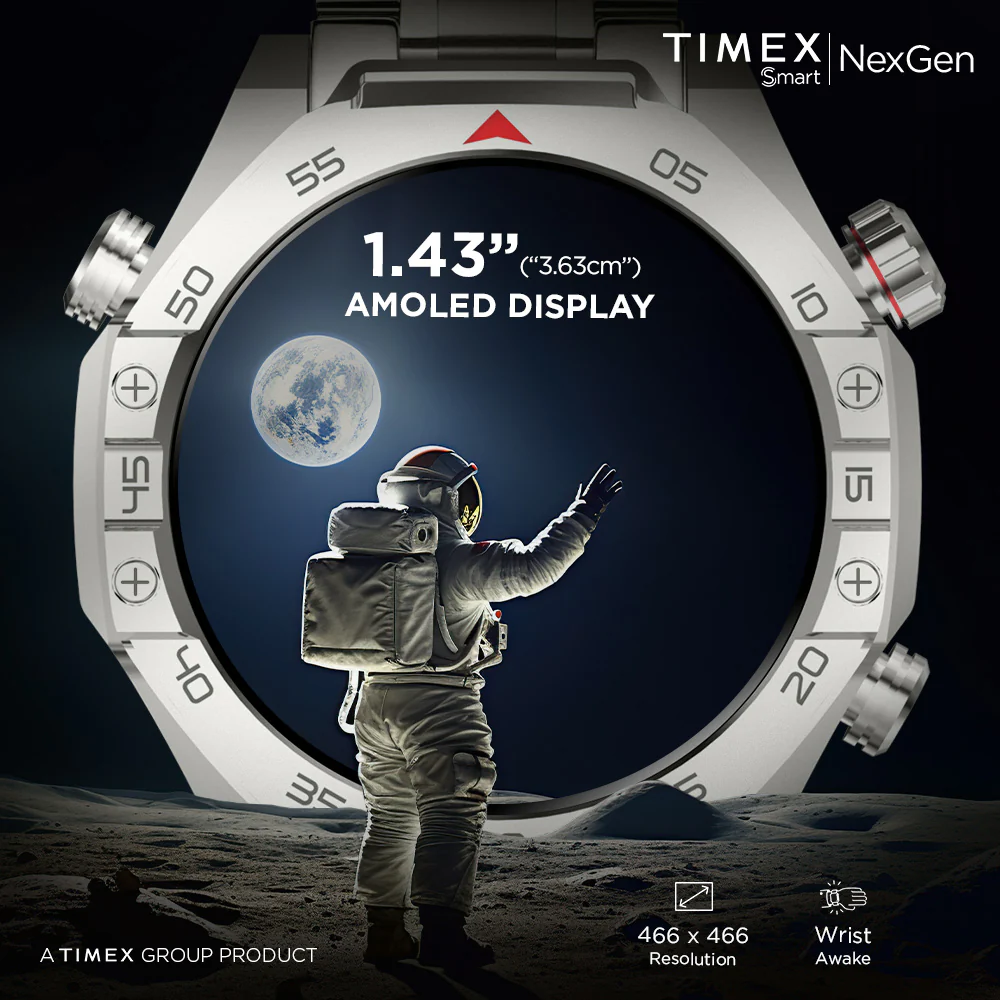 Timex Smart NexGen 1.43 inches (3.6cm) Display with Functional Crown and BT Calling Smartwatch For Unisex - TWTXW701T - Image 5