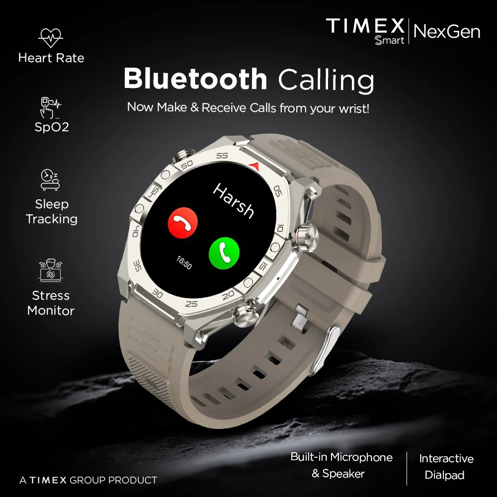 Timex Smart NexGen 1.43 inches (3.6cm) Display with Functional Crown and BT Calling Smartwatch For Unisex - TWTXW703T - Image 2