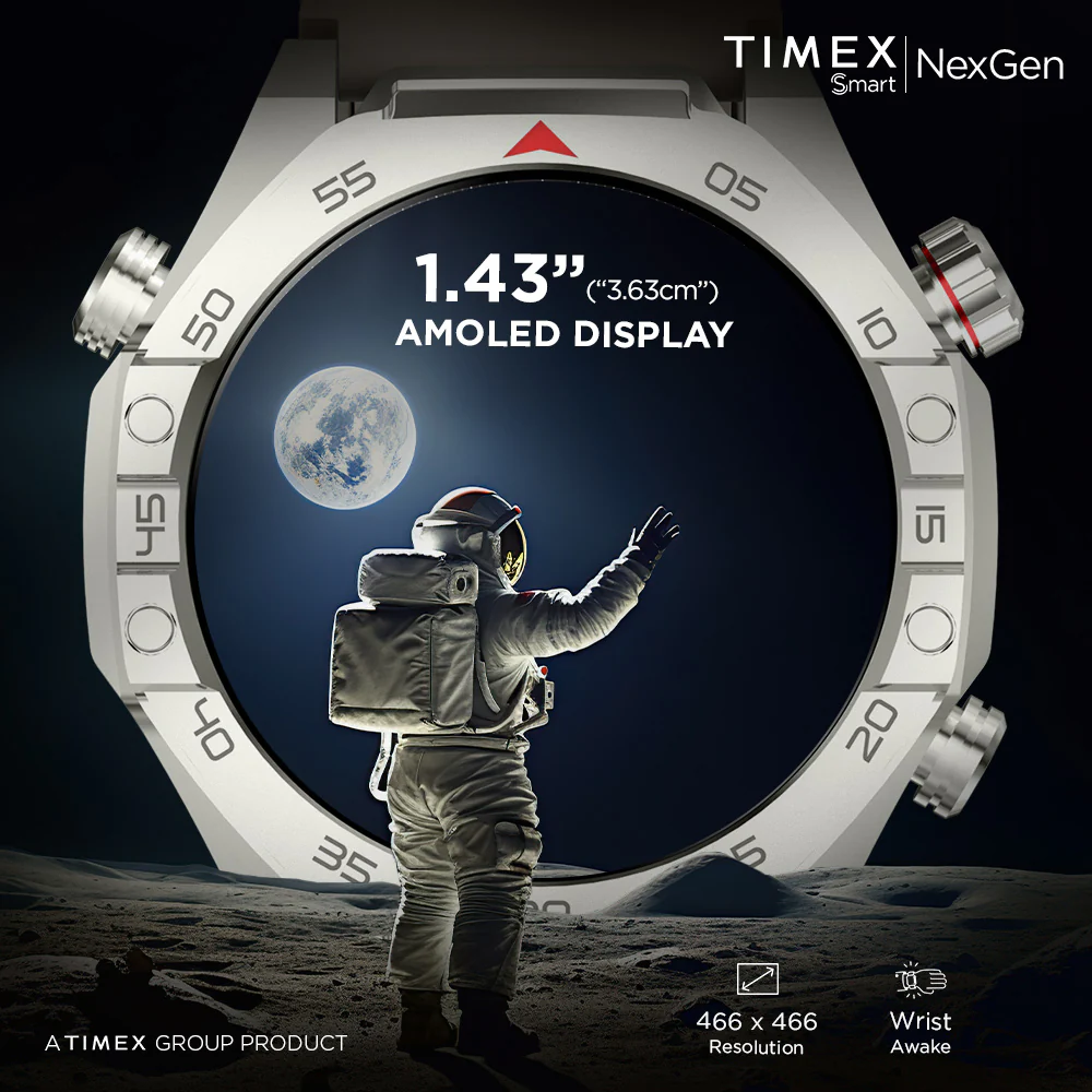 Timex Smart NexGen 1.43 inches (3.6cm) Display with Functional Crown and BT Calling Smartwatch For Unisex - TWTXW703T - Image 5