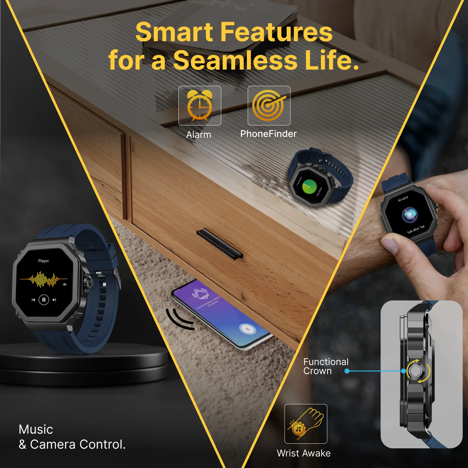 TIMEX Smart Nova 1.43 inches (3.6cm) AMOLED Display with Functional Crown and BT Calling Smartwatch for Unisex - TWTXW1001T - Image 6