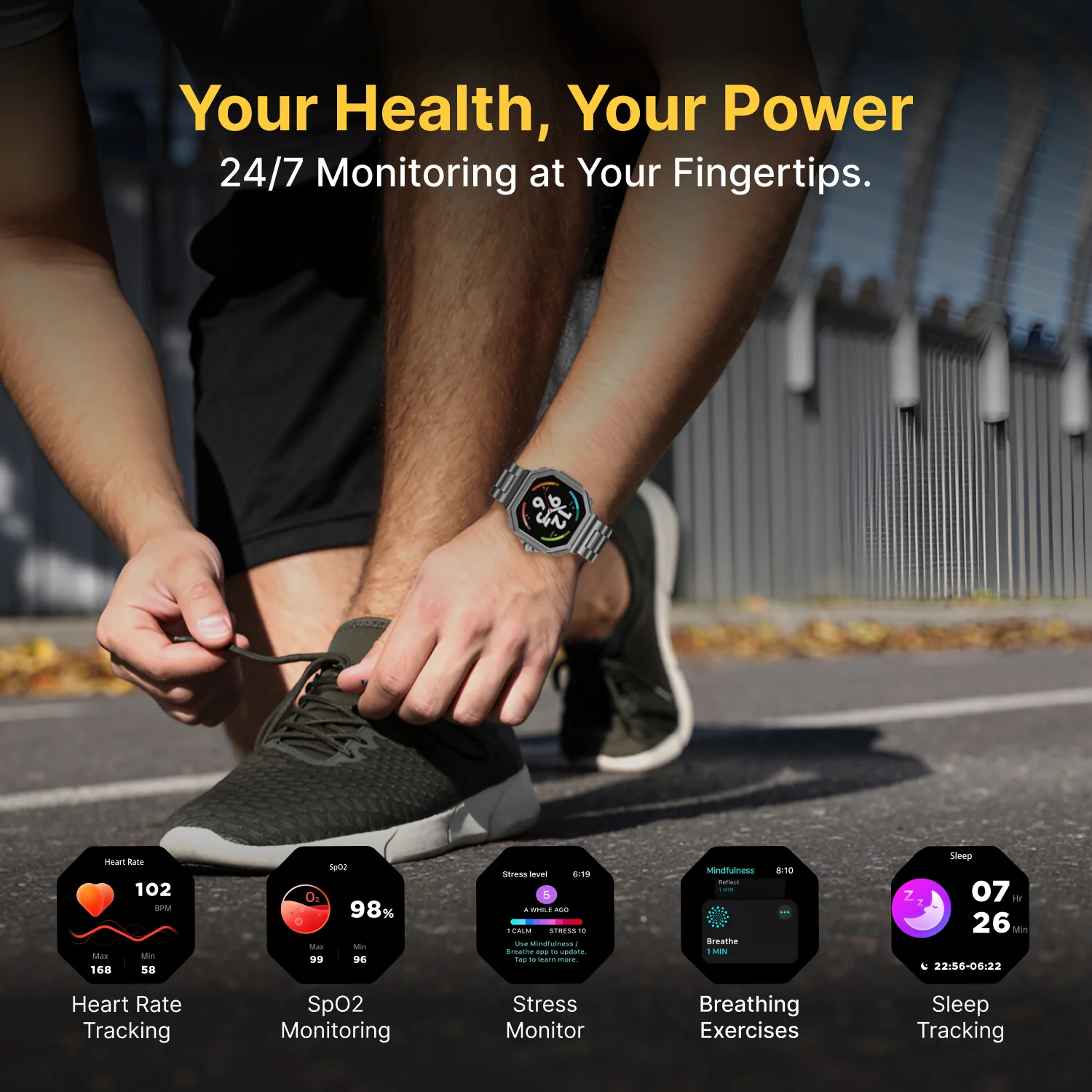 TIMEX Smart Nova 1.43 inches (3.6cm) AMOLED Display with Functional Crown, Stainless Steel Bracelet and BT Calling Smartwatch for Unisex - TWTXW1004T - Image 7