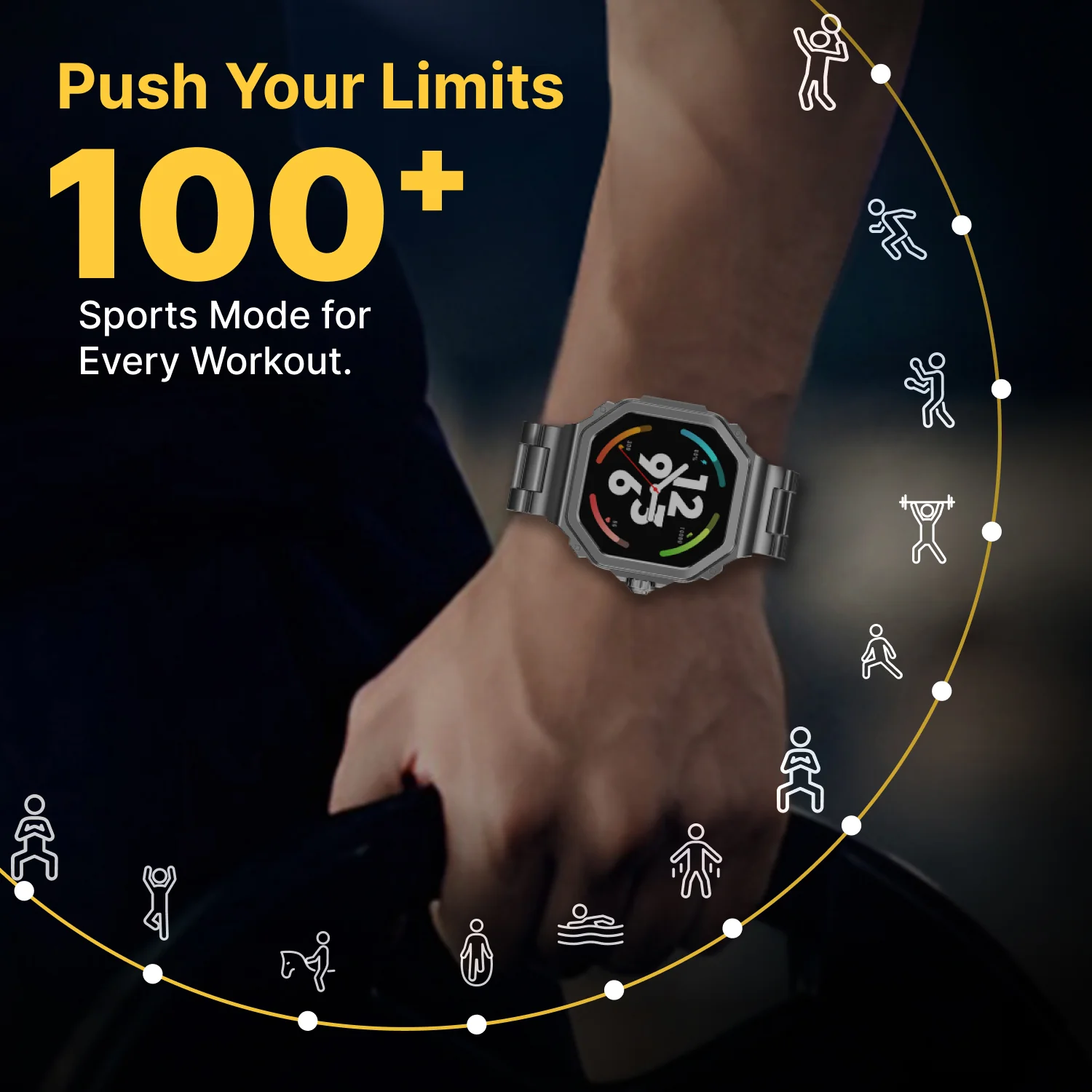 TIMEX Smart Nova 1.43 inches (3.6cm) AMOLED Display with Functional Crown, Stainless Steel Bracelet and BT Calling Smartwatch for Unisex - TWTXW1004T - Image 8