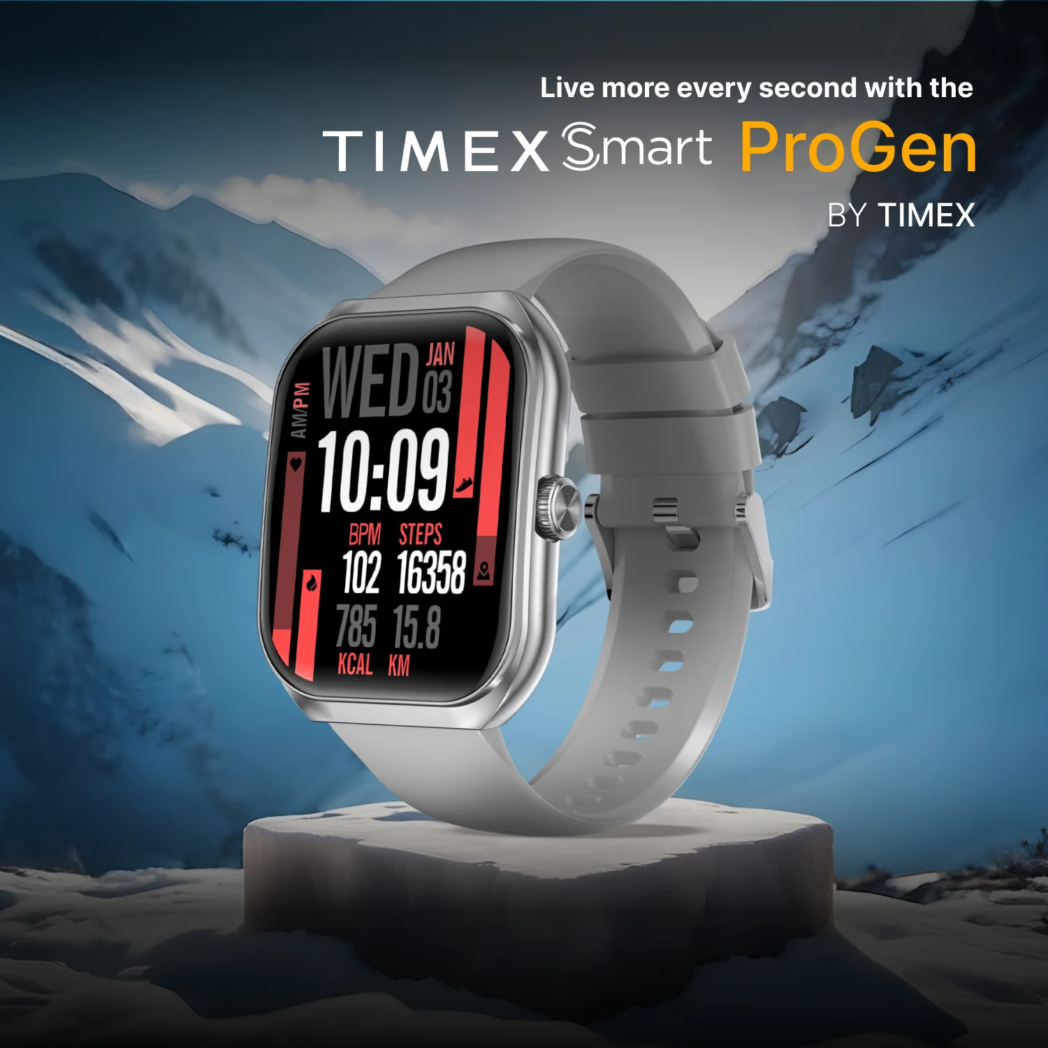 Timex Smart Progen 1.95 inches (4.95 cm) Curved AMOLED Display with Functional Crown and BT Calling Smartwatch For Unisex - TWTXW802T - Image 3