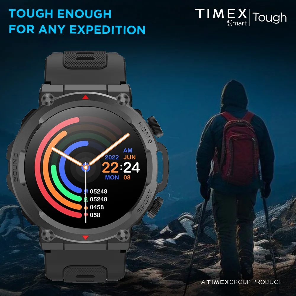 Timex Tough 1.43 inches Round AMOLED Rugged Smartwatch with 466x466 Pixel Resolution| Functional Crown|Bluetooth Calling| Metallic Body|Always On Display|AI Voice Assist|100 Sports Modes|100 Watchfaces|Upto 7 Days Battery(Normal Usage) - TWTXW602T - Image 8