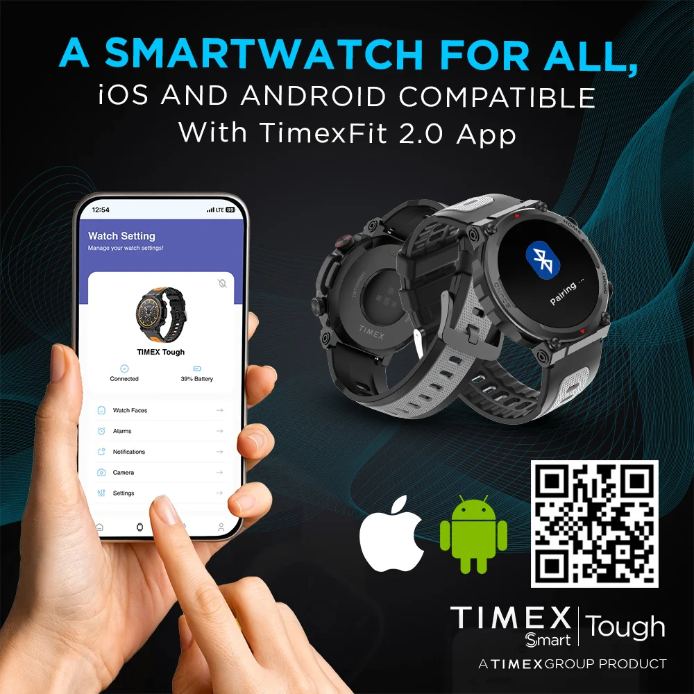 Timex Tough 1.43 inches Round AMOLED Rugged Smartwatch with 466x466 Pixel Resolution| Functional Crown|Bluetooth Calling| Metallic Body|Always On Display|AI Voice Assist|100 Sports Modes|100 Watchfaces|Upto 7 Days Battery(Normal Usage) - TWTXW603T - Image 2
