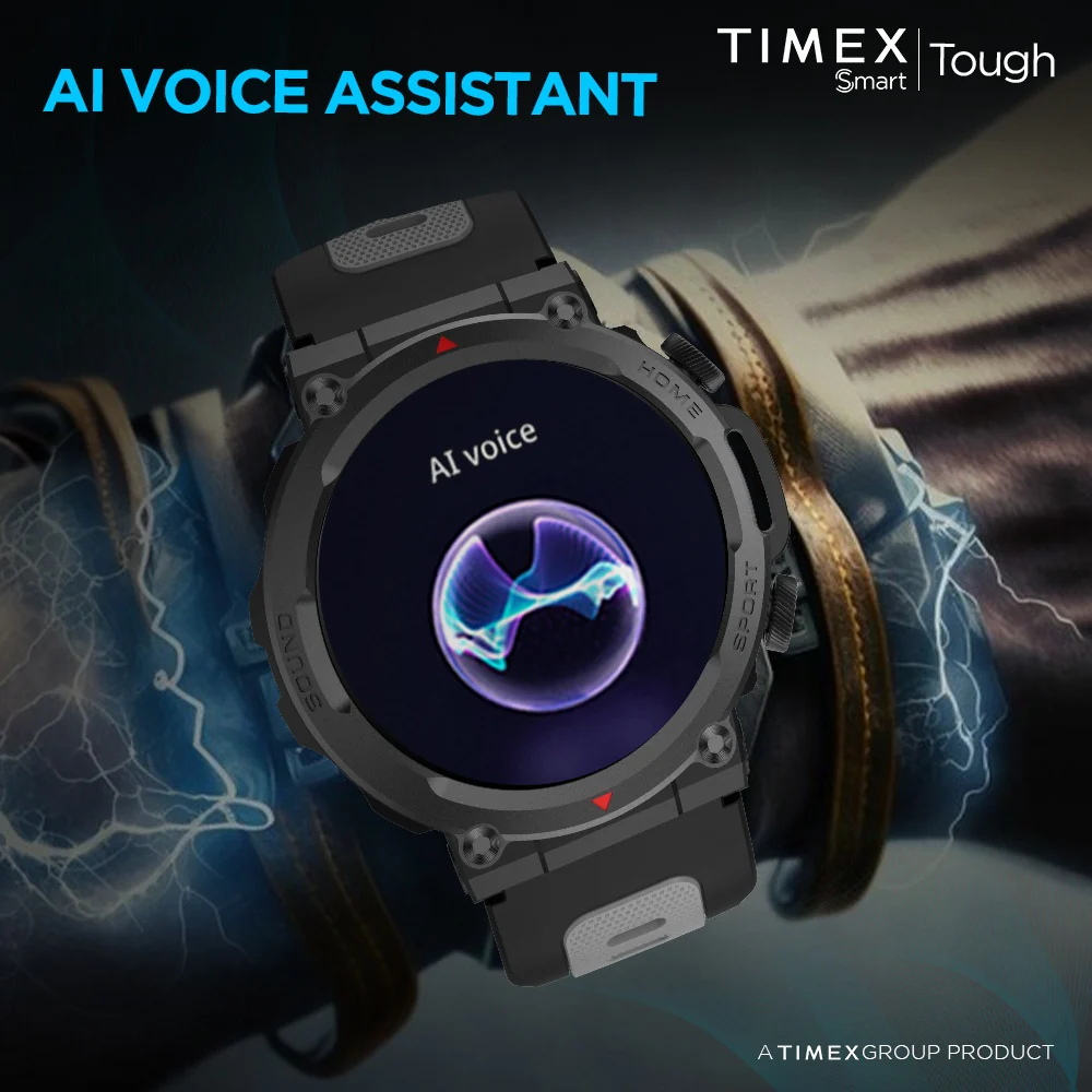 Timex Tough 1.43 inches Round AMOLED Rugged Smartwatch with 466x466 Pixel Resolution| Functional Crown|Bluetooth Calling| Metallic Body|Always On Display|AI Voice Assist|100 Sports Modes|100 Watchfaces|Upto 7 Days Battery(Normal Usage) - TWTXW603T - Image 7