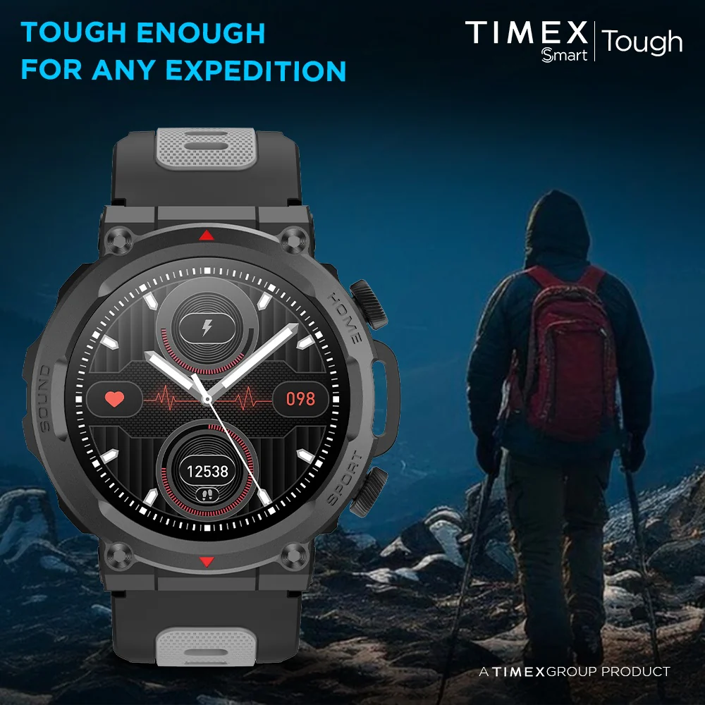 Timex Tough 1.43 inches Round AMOLED Rugged Smartwatch with 466x466 Pixel Resolution| Functional Crown|Bluetooth Calling| Metallic Body|Always On Display|AI Voice Assist|100 Sports Modes|100 Watchfaces|Upto 7 Days Battery(Normal Usage) - TWTXW603T - Image 8
