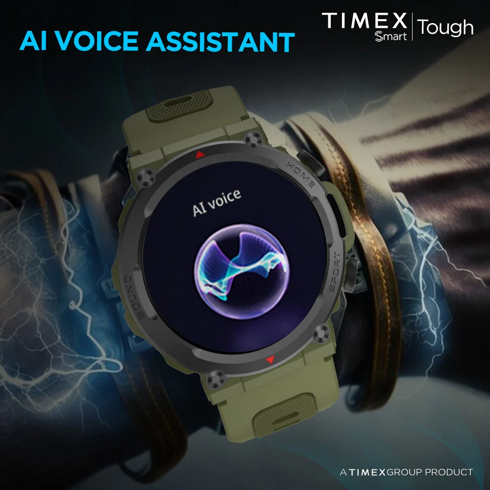Timex Tough 1.43 inches Round AMOLED Rugged Smartwatch with 466x466 Pixel Resolution| Functional Crown|Bluetooth Calling| Metallic Body|Always On Display|AI Voice Assist|100 Sports Modes|100 Watchfaces|Upto 7 Days Battery(Normal Usage) - TWTXW600T - Image 9