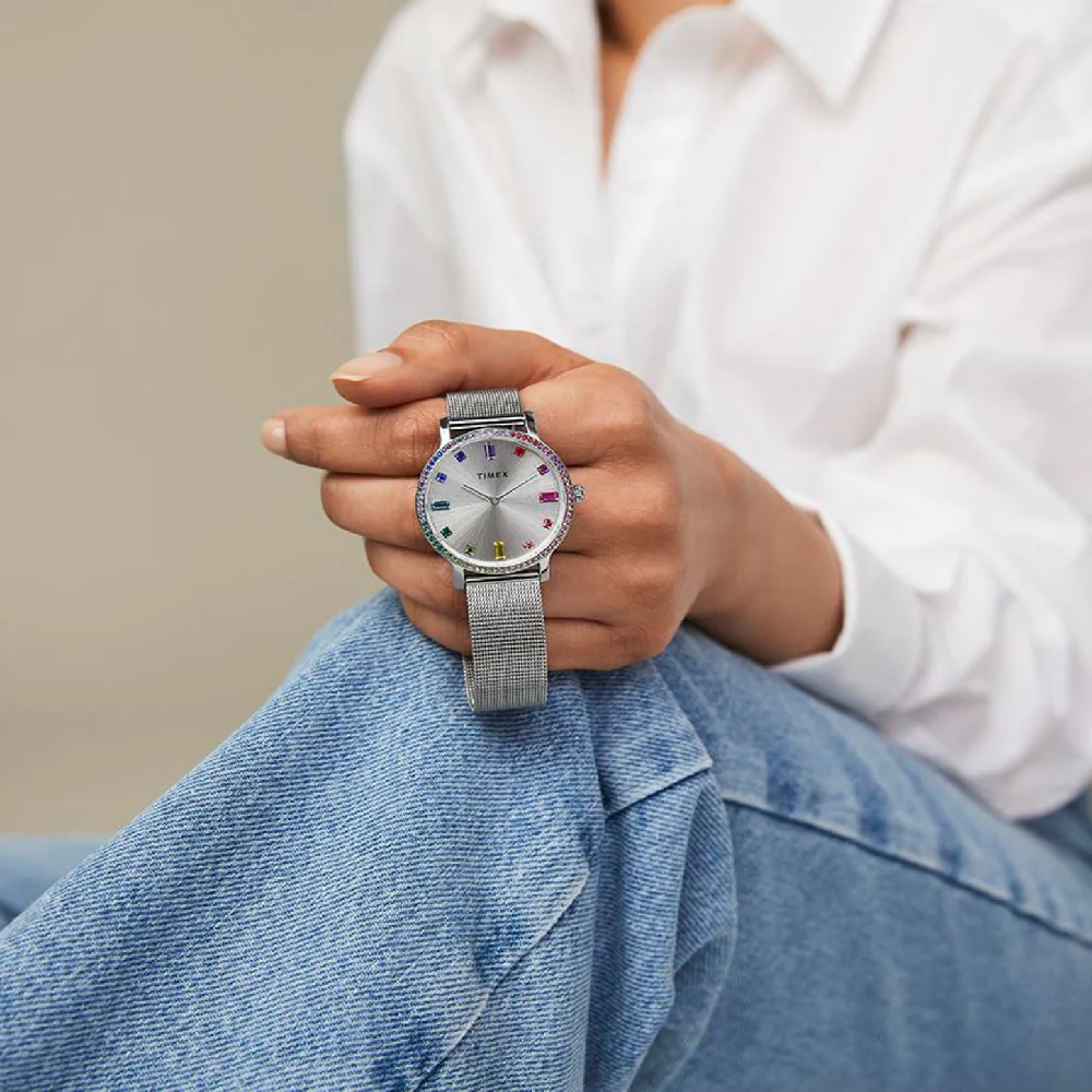 TIMEX Transcend Women Silver Round Dial Analog Watch - TW2W19100UJ - Image 2