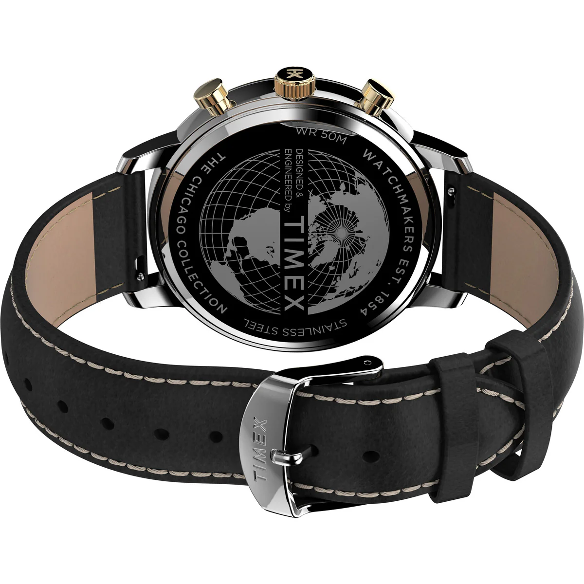Chicago Chronograph 45mm Leather Strap Watch - Image 5