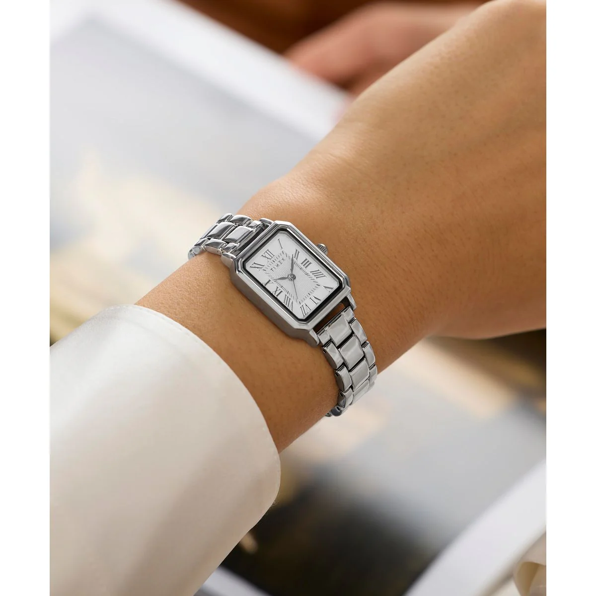 Timex Trend Rectangle 21mm White Dial Analog Women Watch - TW2Y57900UJ - Image 7