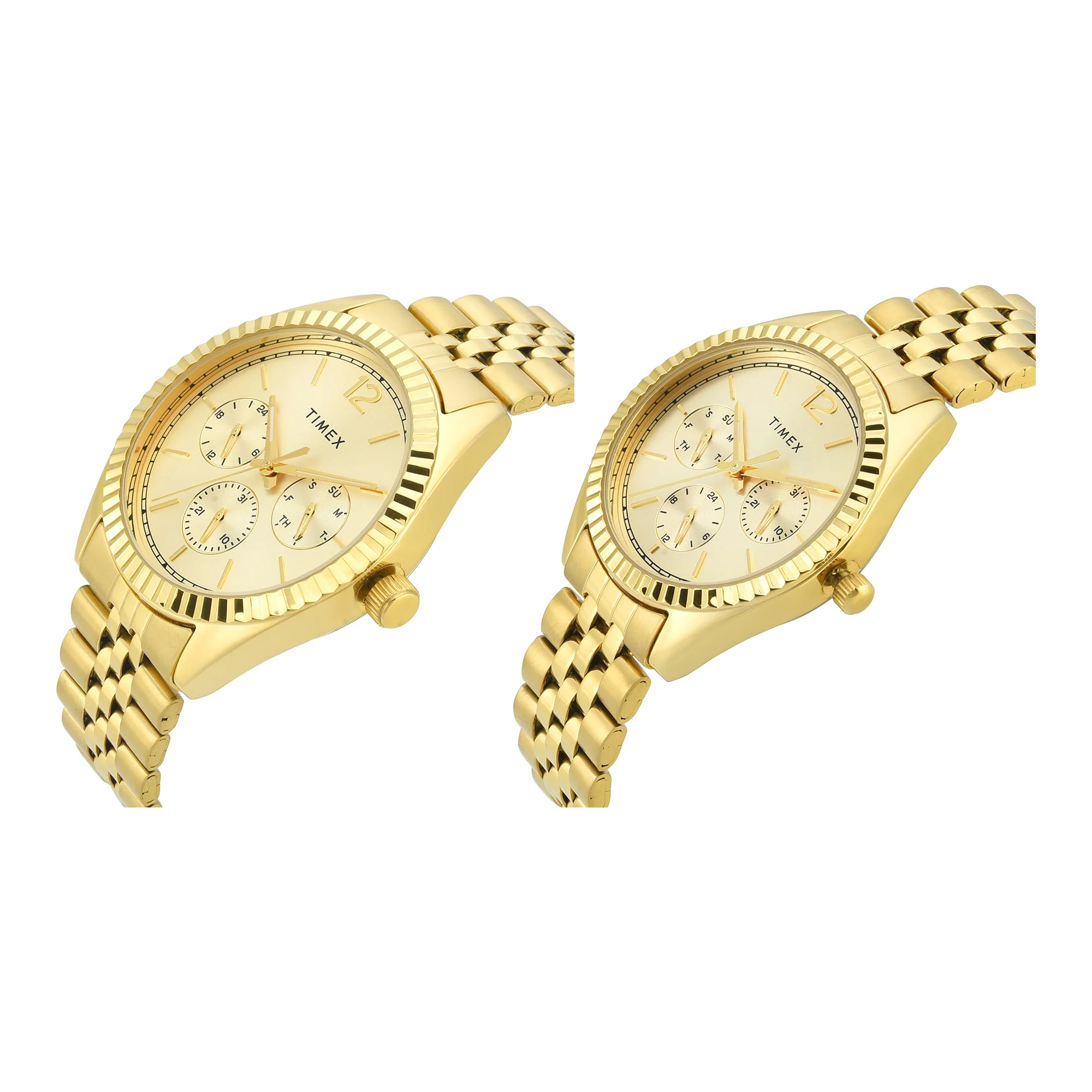TIMEX Trendline Champagne Round Dial Analog Pair's Watch - TW00PR345 - Image 2