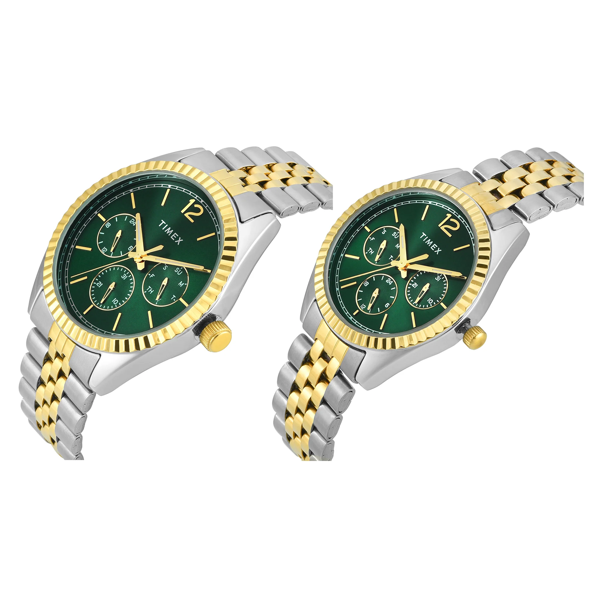 TIMEX Trendline Green Round Dial Analog Pair's Watch - TW00PR347 - Image 2