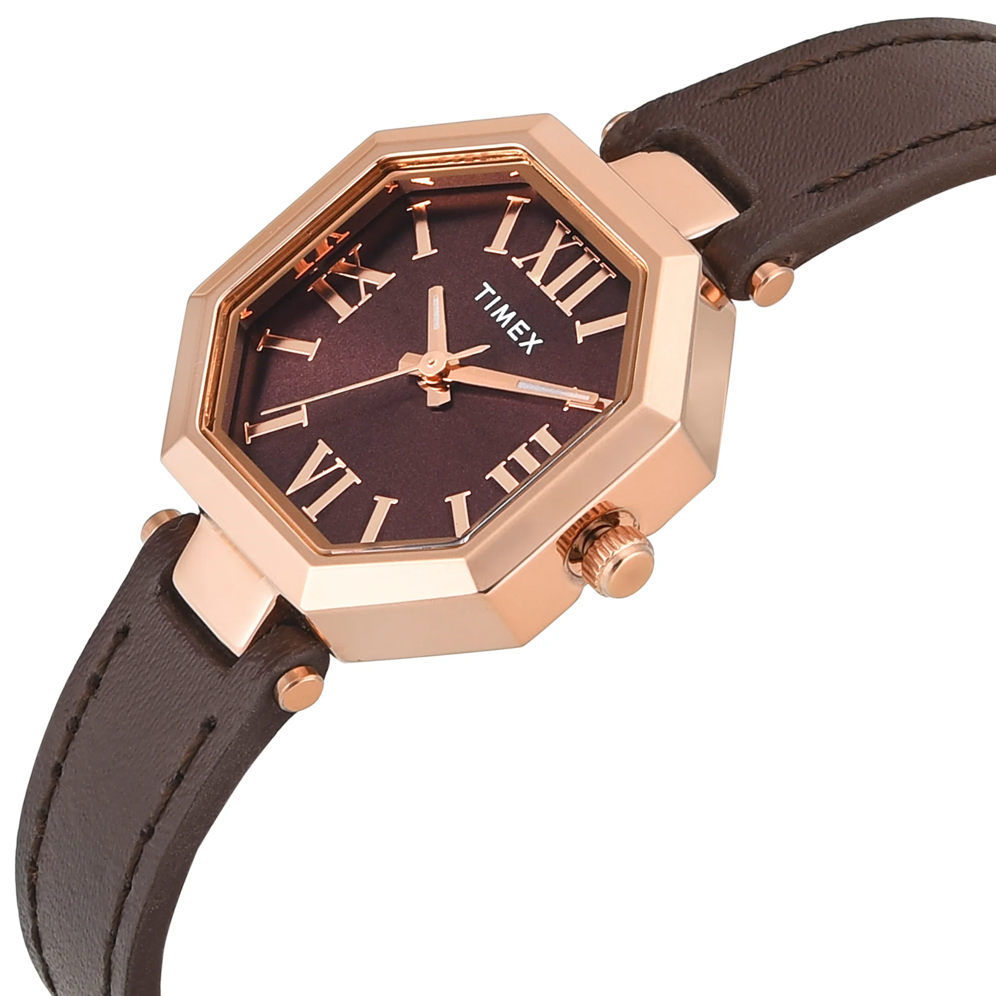 Timex Trendline Octagonal 26mm Brown Dial Analog Women Watch - TWEL26901 - Image 3