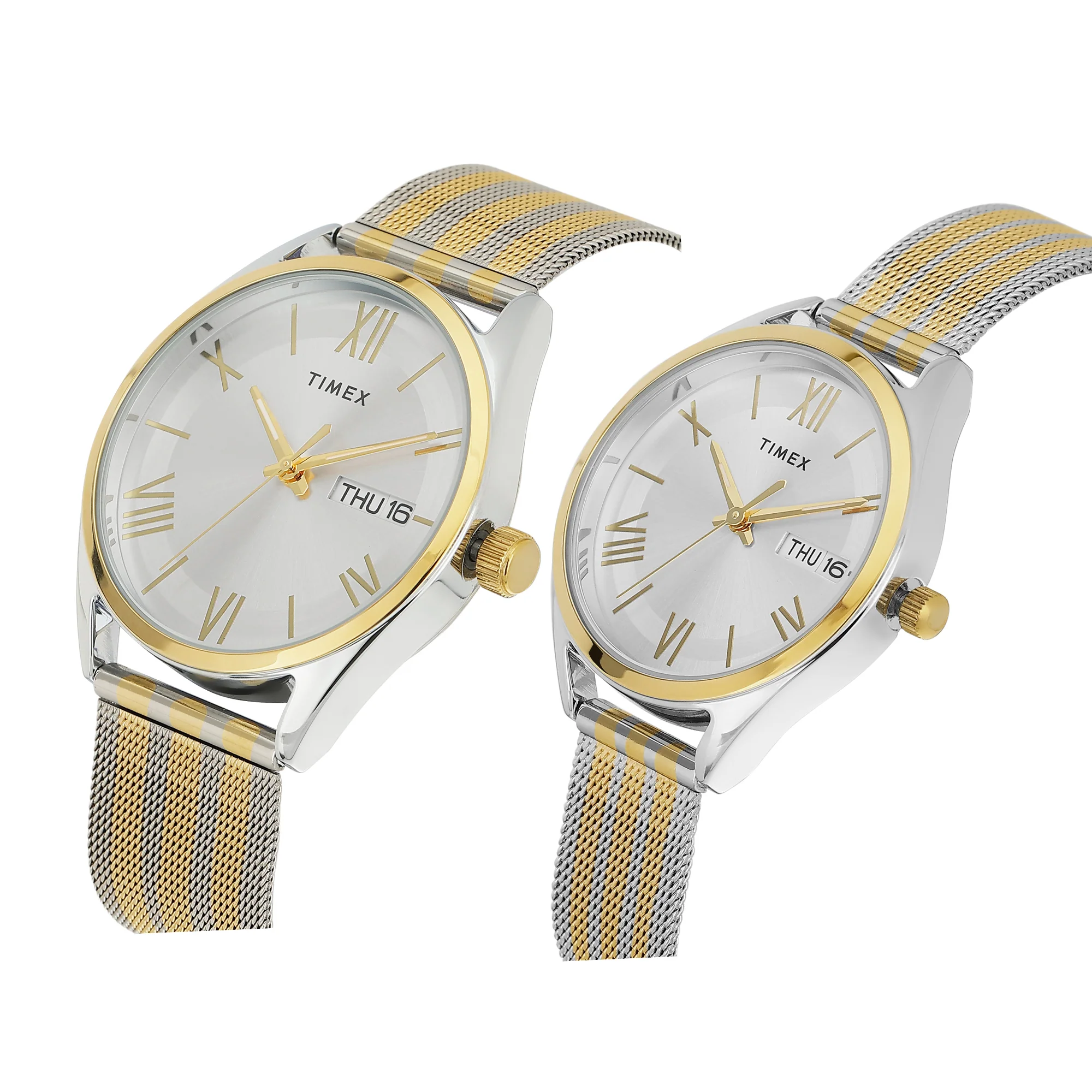 TIMEX Trendline Silver Round Dial Analog Pair's Watch - TW00PR352 - Image 2