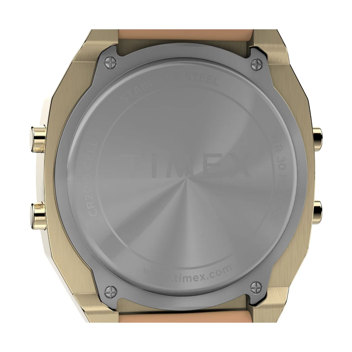 Timex Unisex Beige Stainless Steel Square Dial Digital Watch-TW2V74400X8 - Image 5