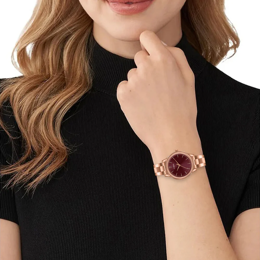Timex Unisex Burgundy Round Analog Pair Watch- TW00ZP005 - Image 2