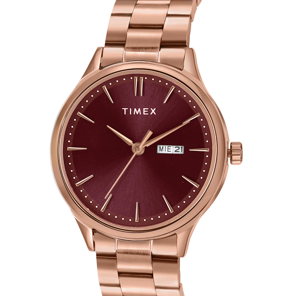 Timex Unisex Burgundy Round Analog Pair Watch- TW00ZP005 - Image 4