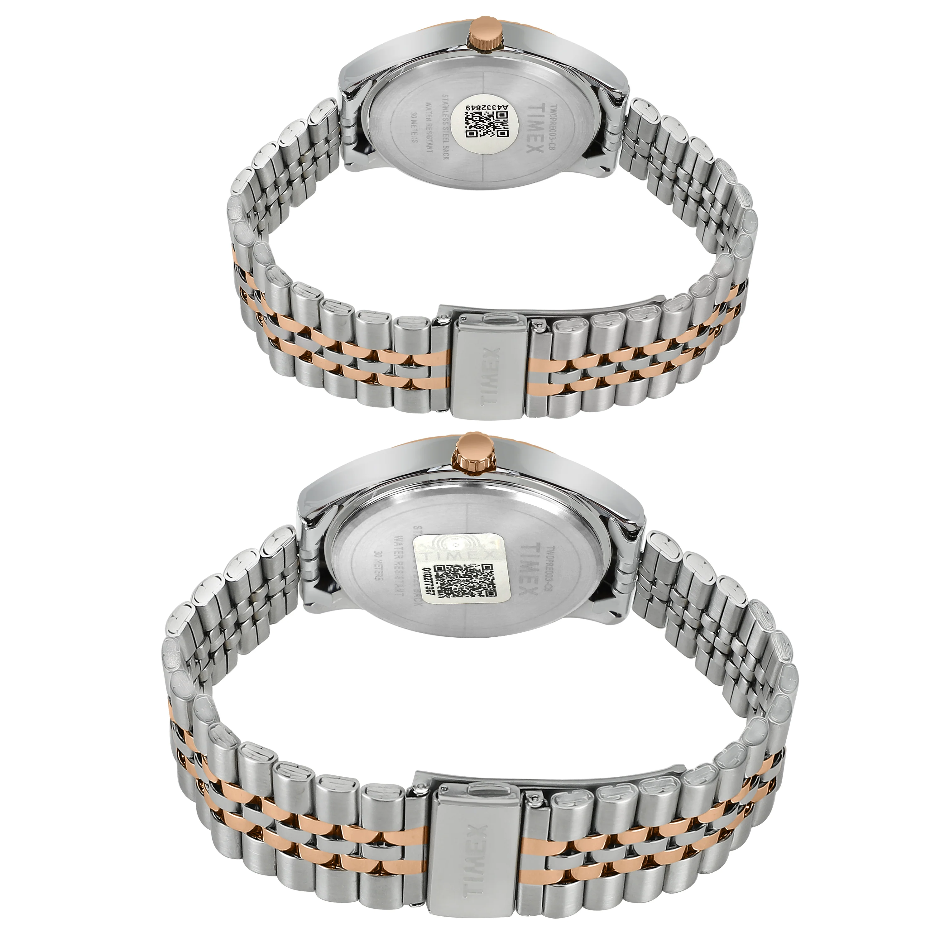TIMEX Unisex Burgundy Round Dial Analog Pair Watch - TW0PRE003 - Image 4