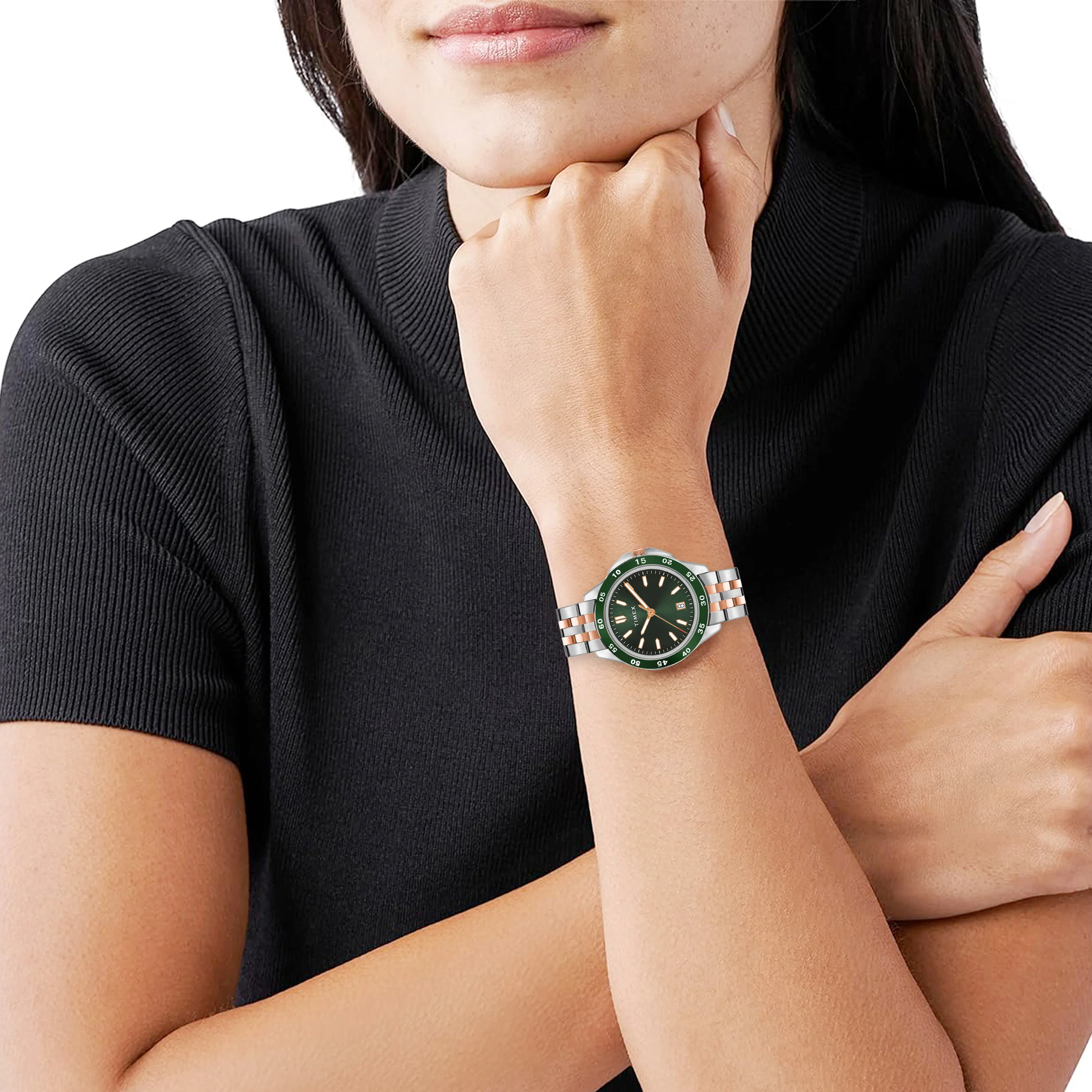 TIMEX Unisex Green Round Dial Analog Pair Watch - TW0PRE007 - Image 6