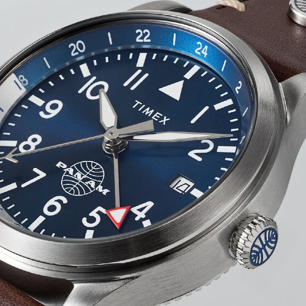 Timex Waterbury GMT x Pan Am® 39mm Leather Strap Watch - Image 2