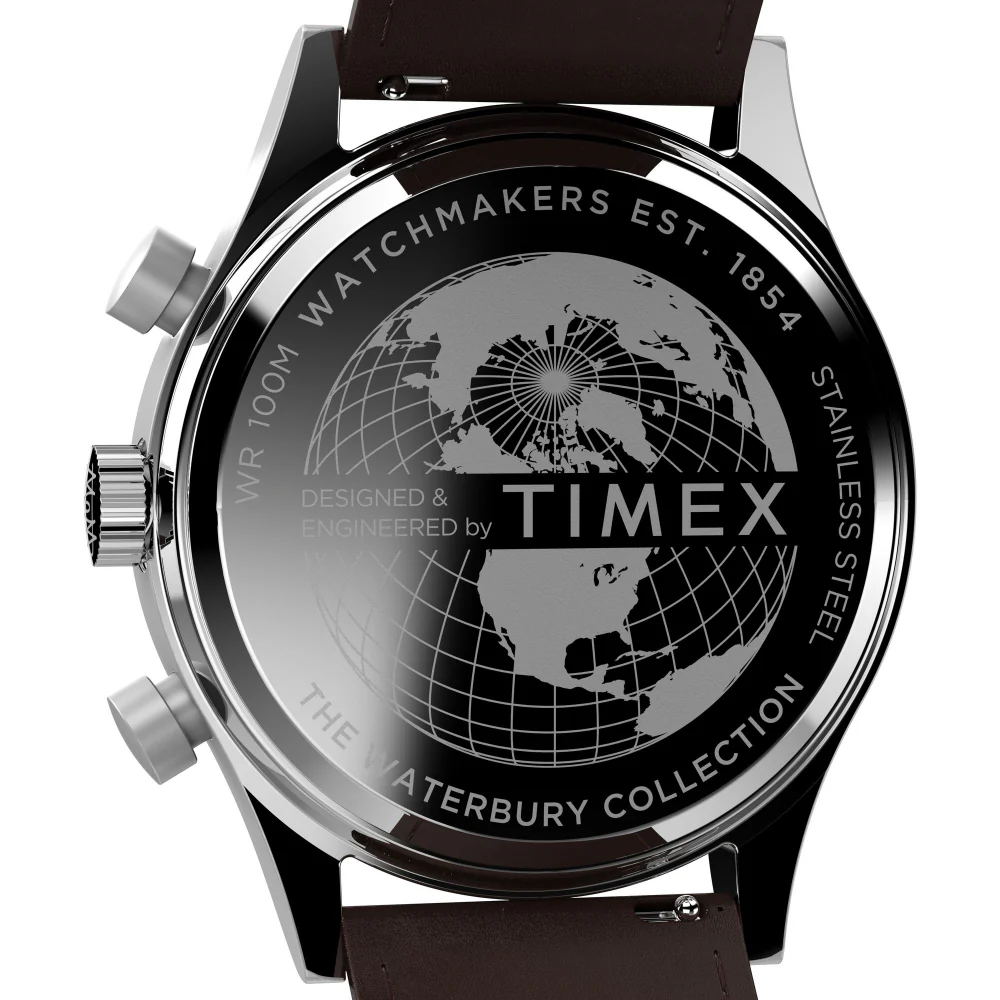 Waterbury Traditional Fly Back Chronograph 43mm Leather Strap Watch - Image 3