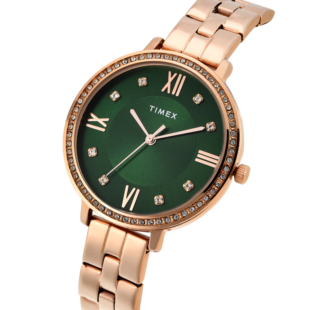 Timex Women Green Round Analog Dial Watch- TWEL14710 - Image 2