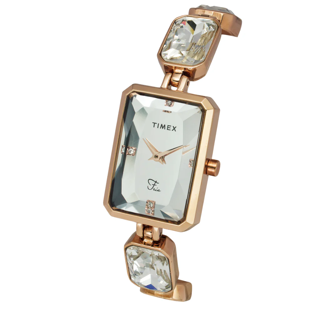 Timex Fria Women Silver Rectangular Analog Watch - TWEL16905 - Image 2