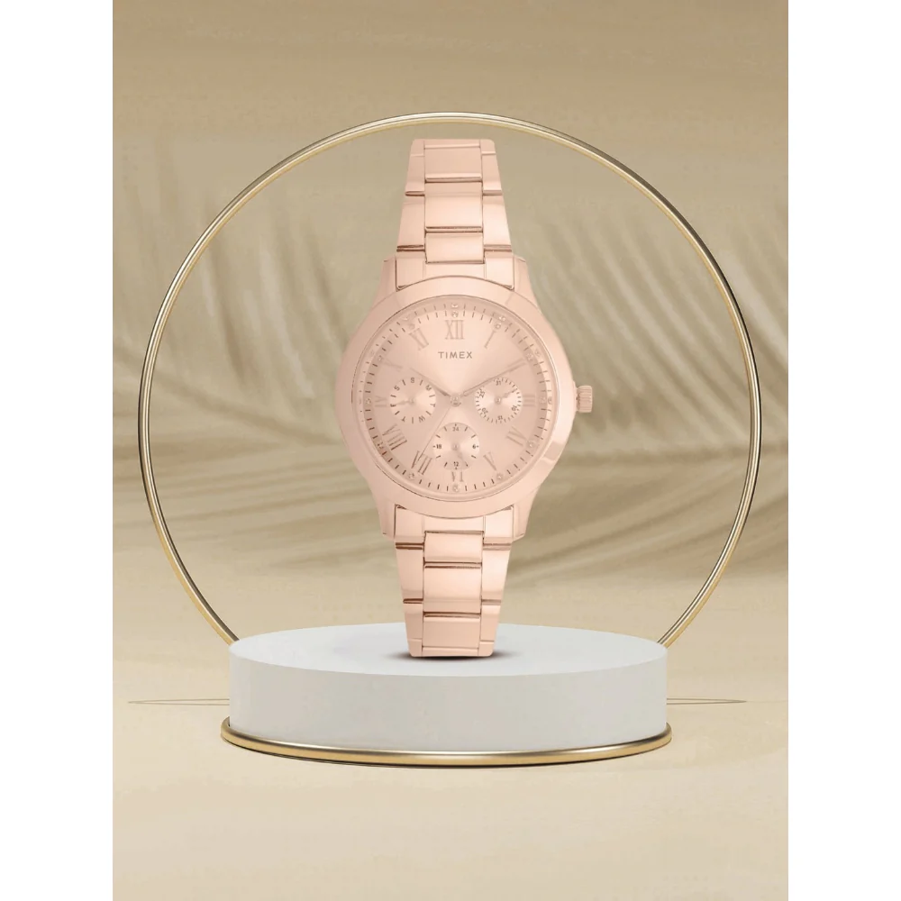 Timex Fashion Women's Rose Gold Dial Round Case Multifunction Function Watch -TW000Q810 - Image 14