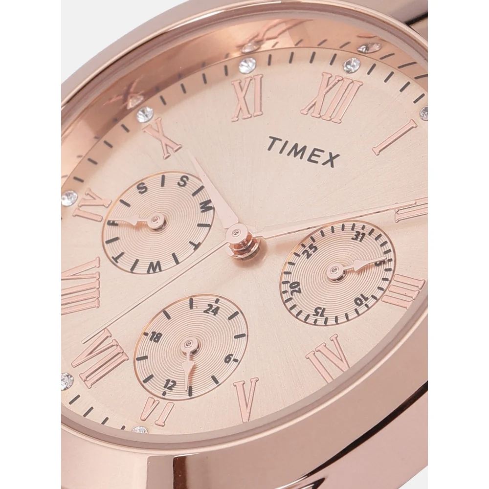 Timex Fashion Women's Rose Gold Dial Round Case Multifunction Function Watch -TW000Q810 - Image 5
