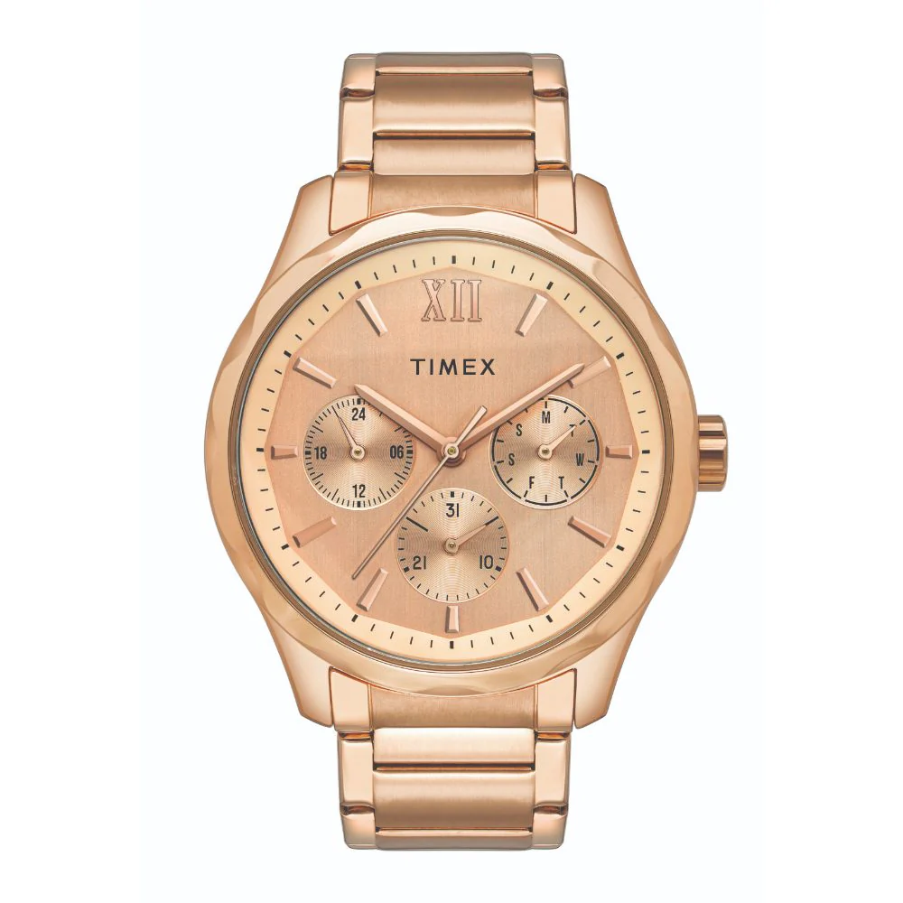 Timex Empera Pairs Rose Gold Dial Round Case Multifunction Function Watch -TW00PR266 - Image 2