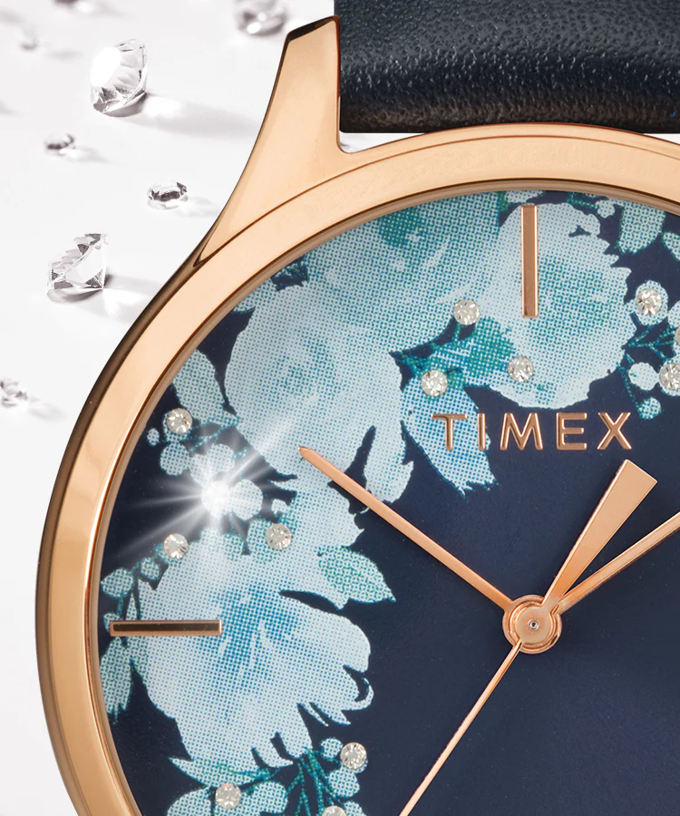 Timex City Collection Women's Quartz Analog Rose Gold-Tone Dial Round Case Leather-Strap Function Watch -TW2R66700 - Image 4